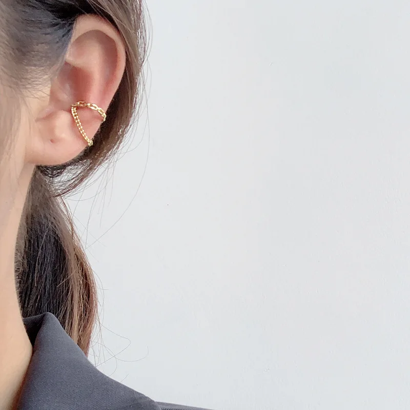 

Uglyless 1 шт. крутящиеся клипсы для женщин Экзотические цепи кисточки серьги не пирсинг украшения для ушей серебряные клипсы