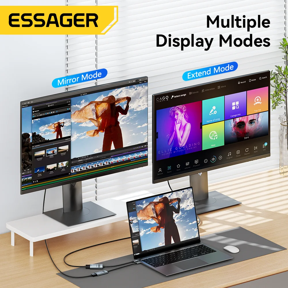 Адаптер Essager HDMI-USB-C 8K @ 60Hz 4K 120Hz/144Hz для iPhone MacBook Pro Air iPad Samsung высокоскоростной