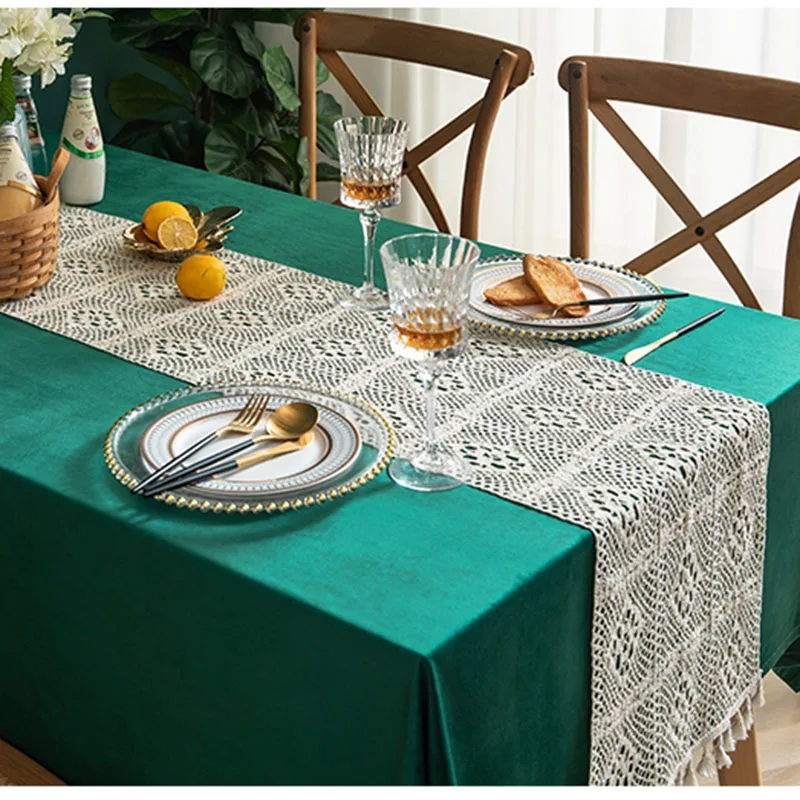 

Emerald Luxury Quality Velvet Table Cloth Rectangular For Events Party Home Dining Solid Thick Velveteen Square Mantel Mesa