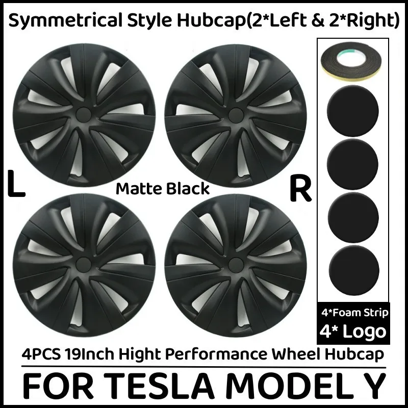 

4 шт. 19-дюймовые колпачки для колес, колпачки для колес с полным ободом, аксессуары для Tesla Model Y 2018-2023