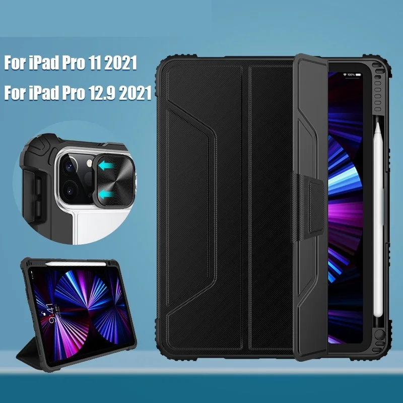 

2022 For iPad Pro 12 9 Case 2022 Magnetic Case For iPad Pro 11 2022 Camera Protection Cover With Pencil Holder Auto Sleep