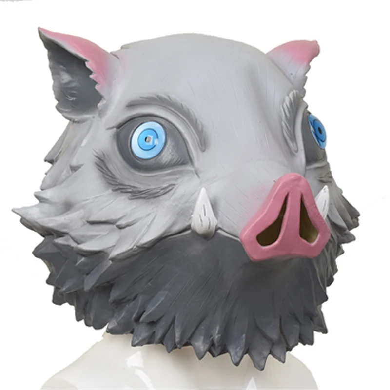 

Demon Slayer Kimetsu no Yaiba Hashibira Inosuke Cosplay Mask Anime Wild Boar Head Silicone Aldult Mask