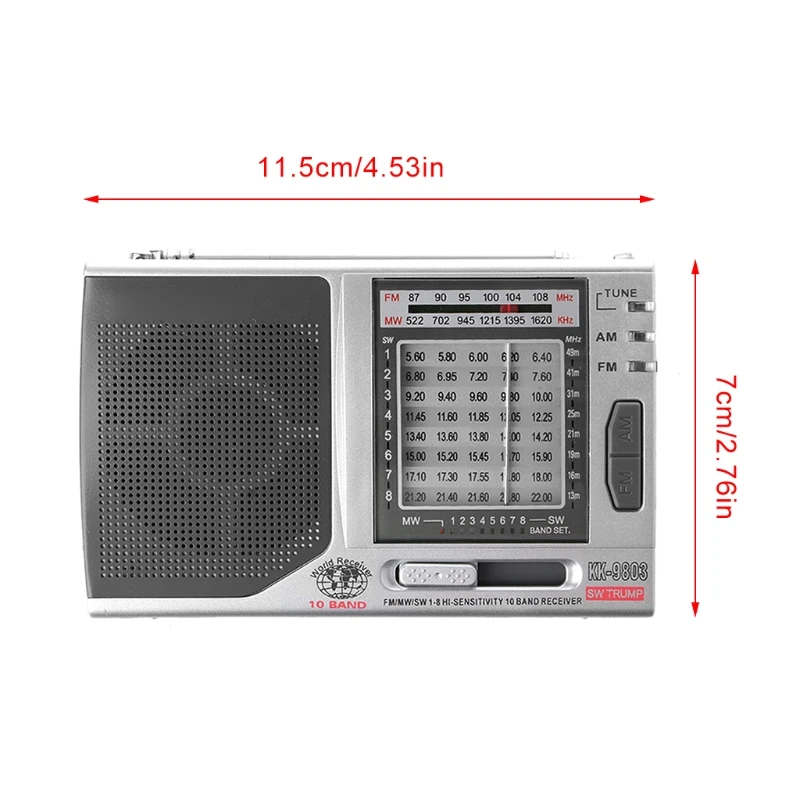 KK-9803 FM/MW/SW1-8 Full 10 Band Высокочувствительный радиоприемник со складной подставкой P9JD