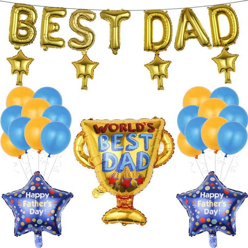

Happy Father's Day Home Decoration Aluminum Balloons Trophy Bow Tie Spanish Feliz Dia Helium Foil Balloon Party Baloes Supply