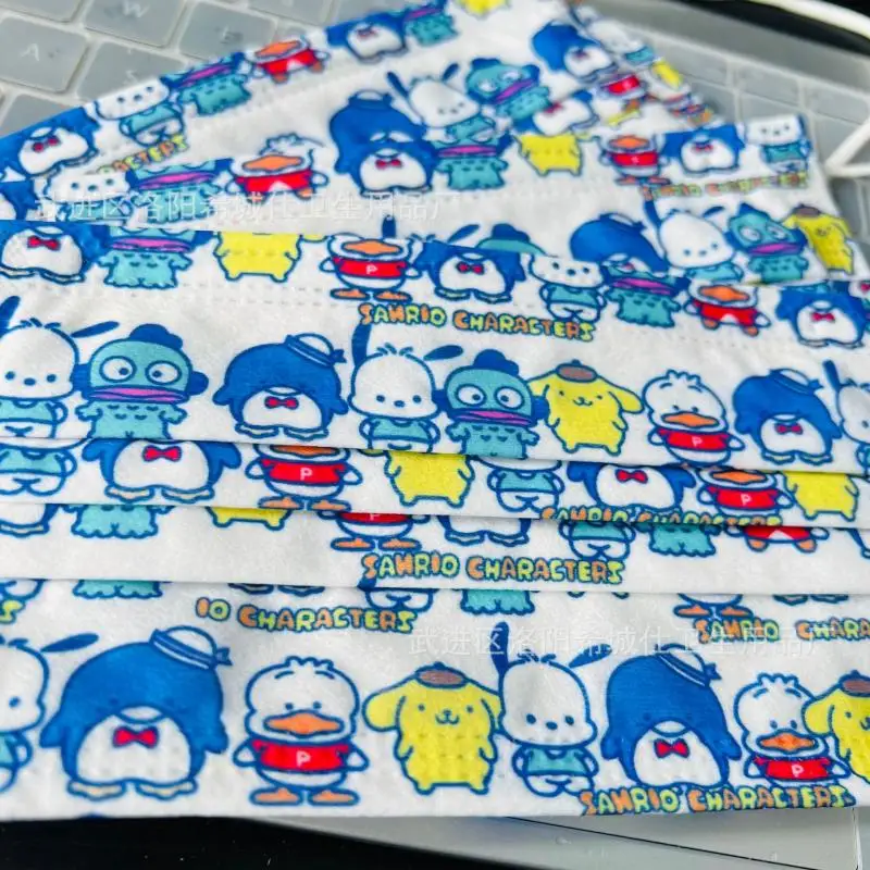 

Маска одноразовая 3-слойная с принтом собаки Sanrio, 10 шт.