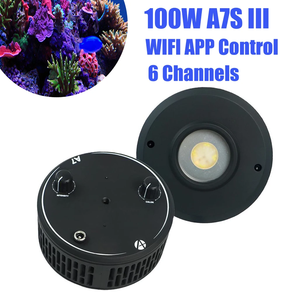 Фото AIPAI A7S III Полный спектр Wi-Fi App Control Multi-Light 100 Вт Морской светодиодный светильник для аквариума с коралловым рифом №1