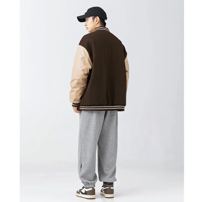Streetwear Men New Style Black Keep Warm Splicing Down Jacket Fashion Comfortable Cotton Clothes Loose Mlb Coat Winter Female