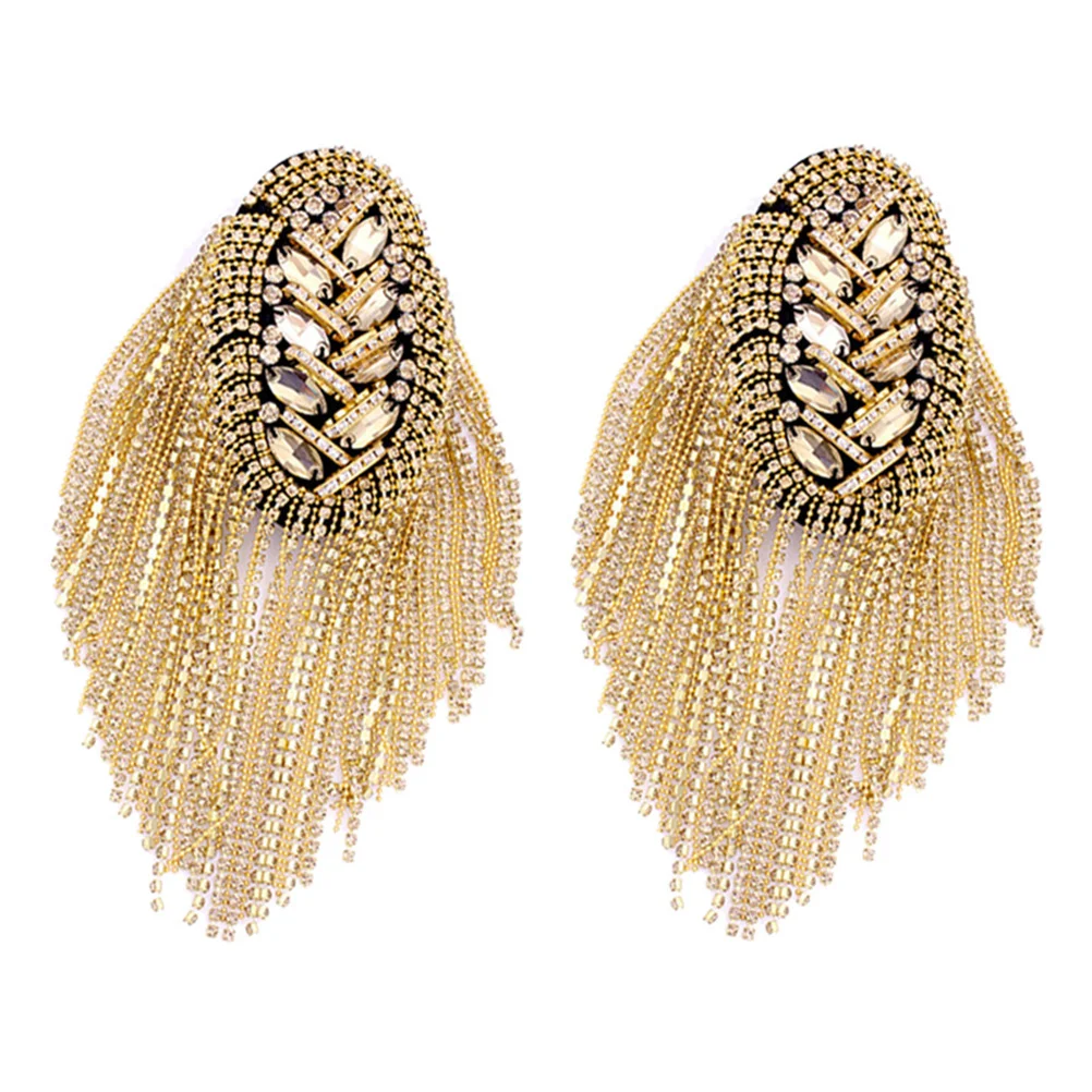 

Shoulder Tassel Badge Epaulets Epaulet Fringe Epaulettes Punk Brooch Arm Rivet Mark Men Diamond Boards Uniform Costume Vintage