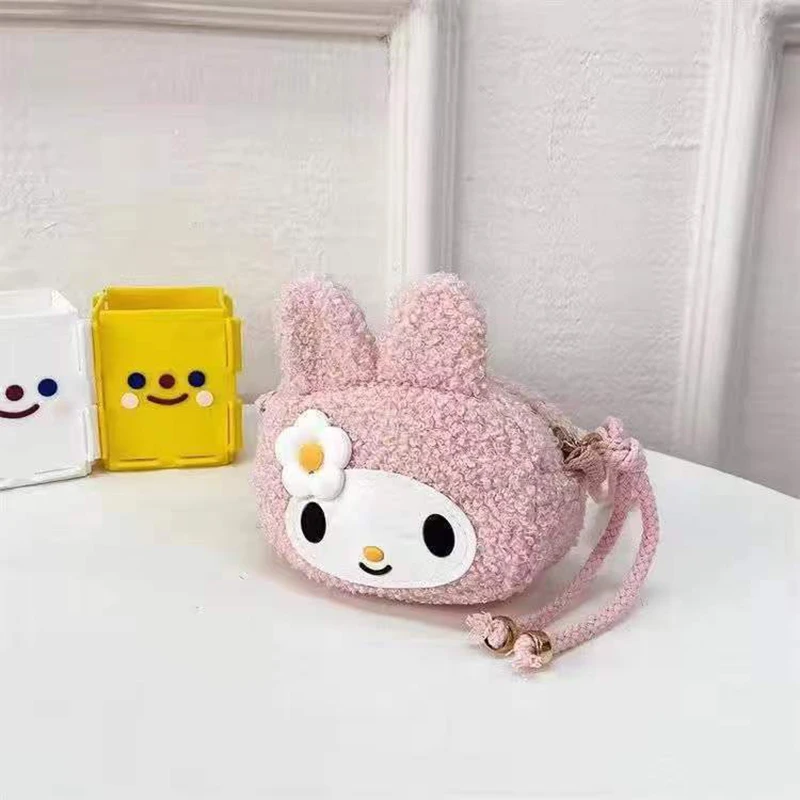 

Сумка на одно плечо Sanrio My Melod, плюшевый Кошелек розового цвета с милым мультяшным рисунком для девочек, подарок на день рождения, монетница