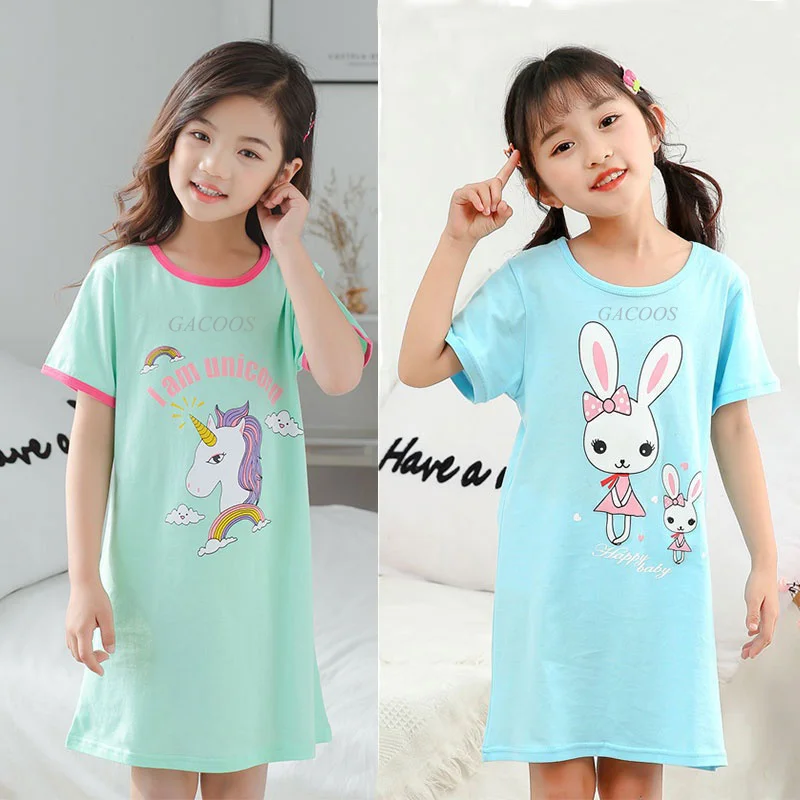 

Children Clothing Summer Girls Night Dress Baby Pajamas Cotton Princess Nightdress Kid Girl Sleepwear Kids Unicorn Nightgown