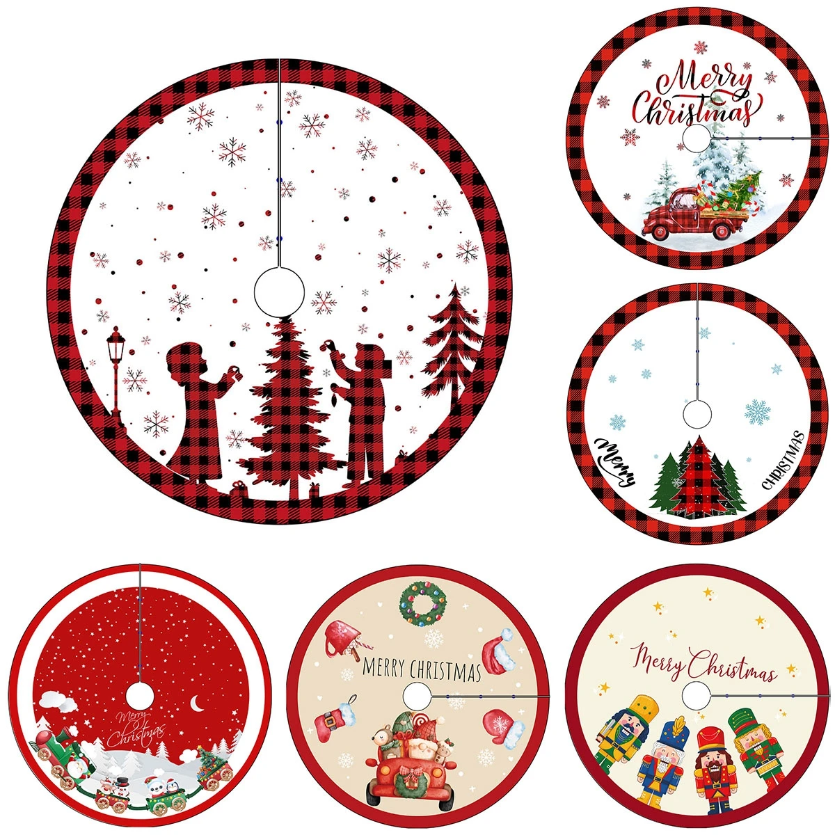 

2024 New Christmas Tree Skirt Carpet Non-woven Fabric Christmas Tree Bottom Cover Mat Home Decor 90CM Navidad Party Ornaments
