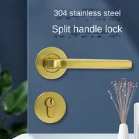 304 Stainless Steel Fireproof Door Lock 5572 European Standard Split Lock Pure Copper Lock Core Indoor Door Lock PVD Gold Handle