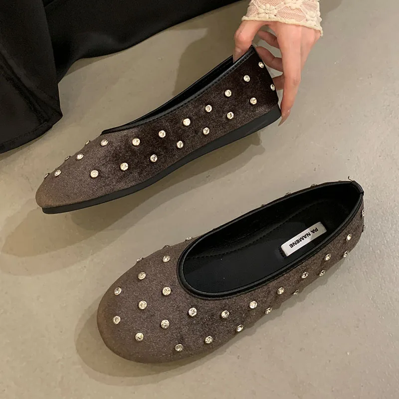 Женские балетки с кристаллами