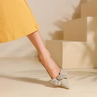 female soft platform pointed toe med mules sexy comfort slippers summer women high square heel basic fabric pu shoes