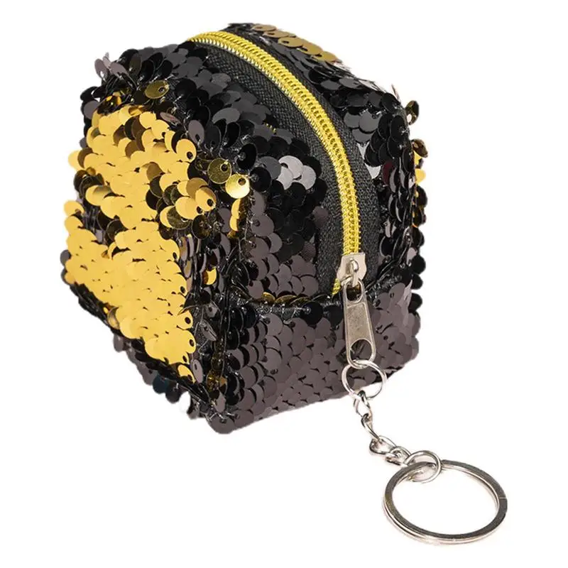 

Small Zippered Pouch Coin Purse Pocket Pouch Makeup Bag Small Storage Colorful Sequin Wallet Coin Bags With Keychain Zipper