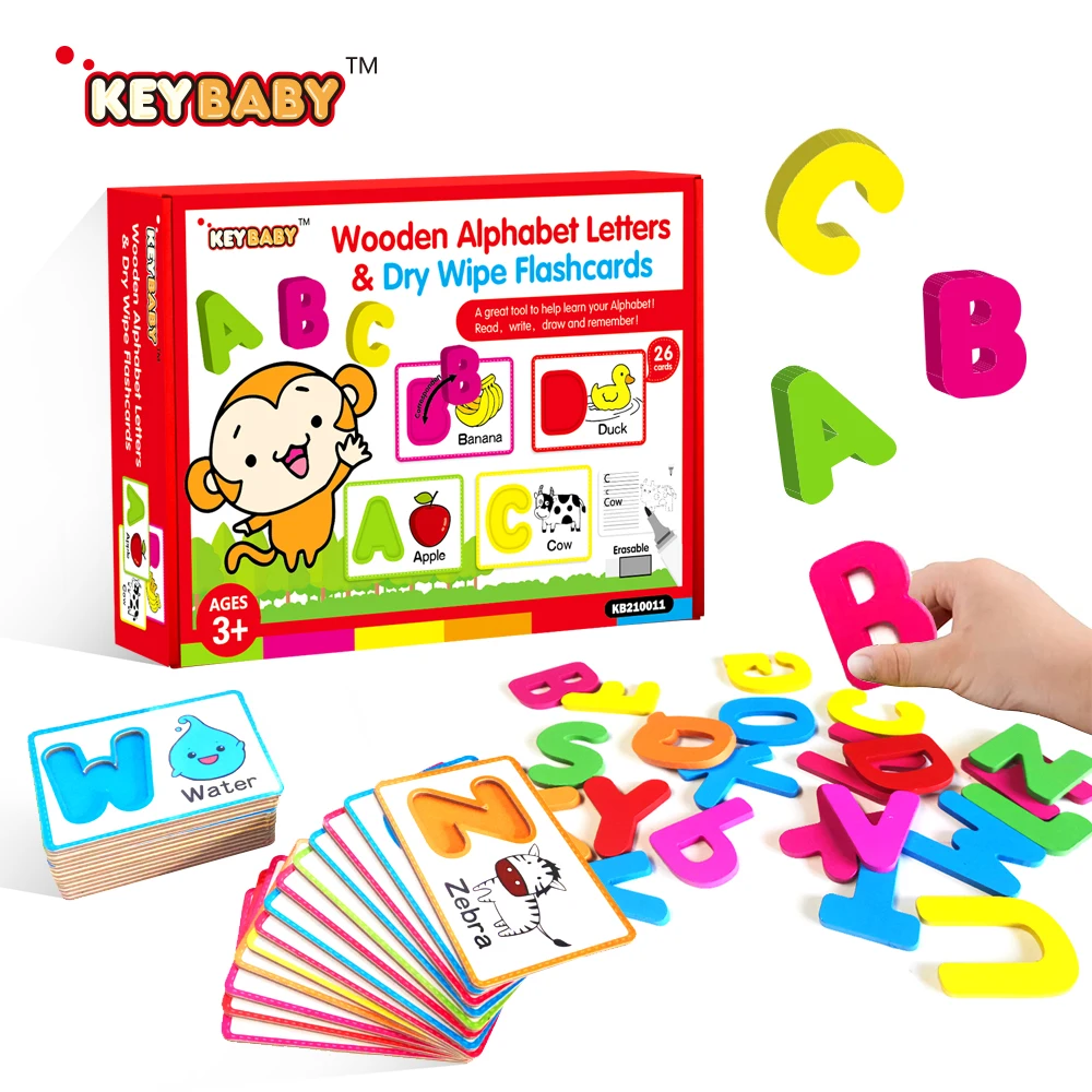 New Kids Wooden Spelling Word Puzzle Game Educational Toy for Children English Alphabet Cards Letter Learning Toys Wood Blocks