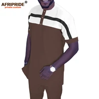 african mens tracksuit short sleeve shirt and pants set ankara clothing dashiki sport suit xs 6xl afripride a1916067