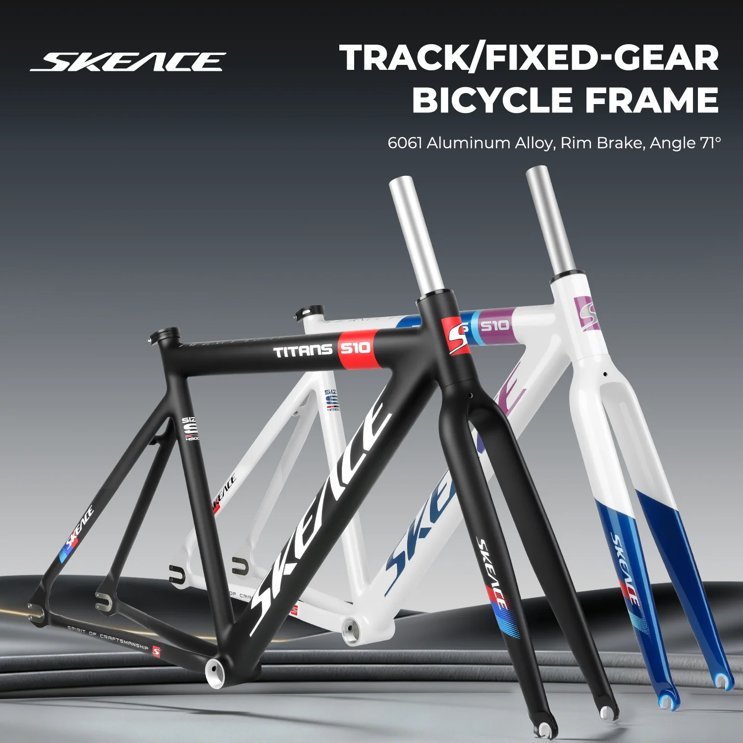 Фото Комплект рамы SKEACE 700C Fixie из алюминия 6061 для трекового велосипеда, BB68, под ободные тормоза, задняя втулка 120 мм, рама для фикс-гир велосипеда, подседельный штырь 27.2 мм №2