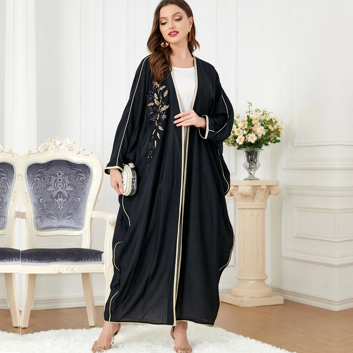 

Eid Abaya Kaftan Muslim Ramadan Dres Dubai Caftan Marocain Abayas for Women Turkey Jilbab Islam Clothes Satin Long Dresses Robe