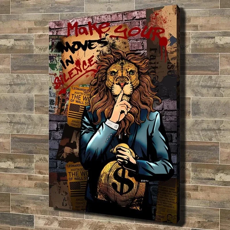 

Panda Sir Lion Poster Wall Art Canvas Painting Nordic Abstract Animal Magazine Canvas Print Picture Living Room Bedroom Decor