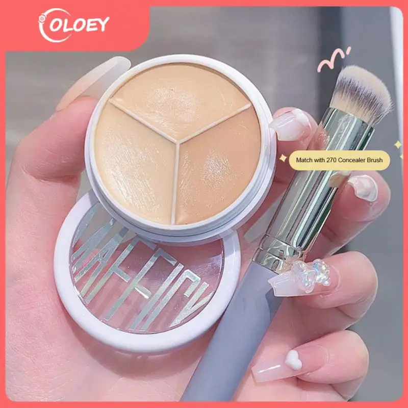 

3 Color Concealer Cream Modify Skin Tone Brighten Face Concealer Palette Cover Acne Spots Dark Circles Soft Mist Moisturizing