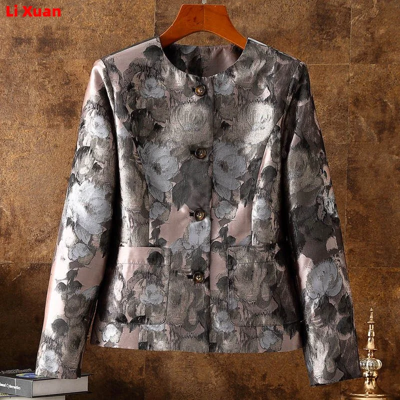 High Quality Elegant Lady Women's Jacket Round Neck Jacquard Coat New Spring Autumn All-Match Small Fragrance Korean Ladies Top