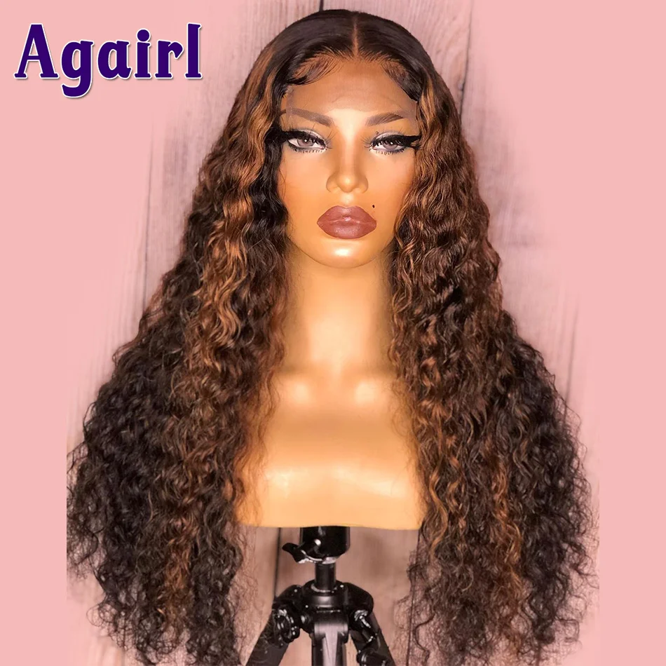 Highlight Brown 13X6/13X4 Lace Frontal Human Hair Wigs 5X5 Water Wave Lace Closure Wigs Highlight 30 Wet Wavy Lace Front Wigs