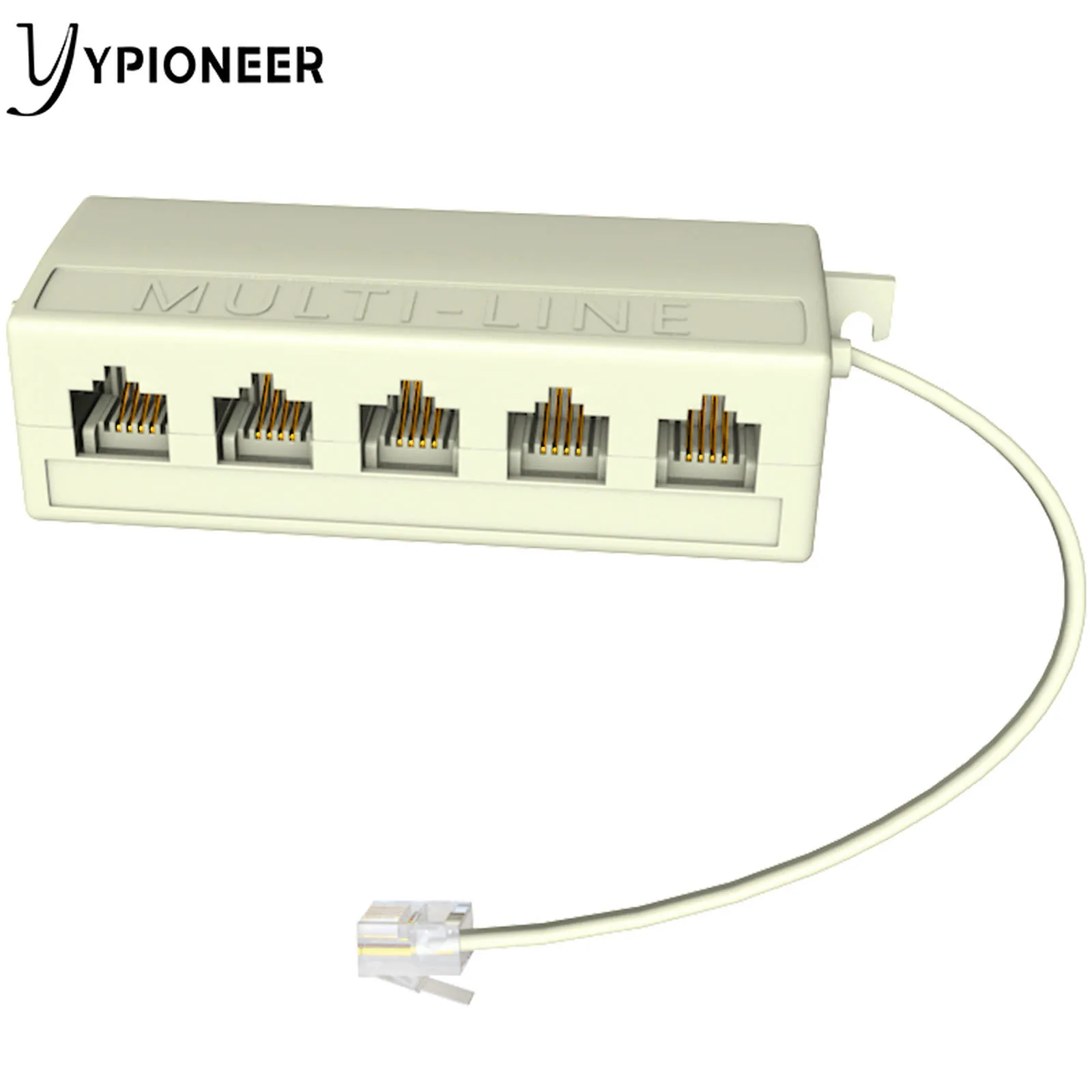 YPioneer T10027 RJ11 Jack 5 Way Outlet Telephone Phone Modular Line Splitter Plug Adapter 6P4C