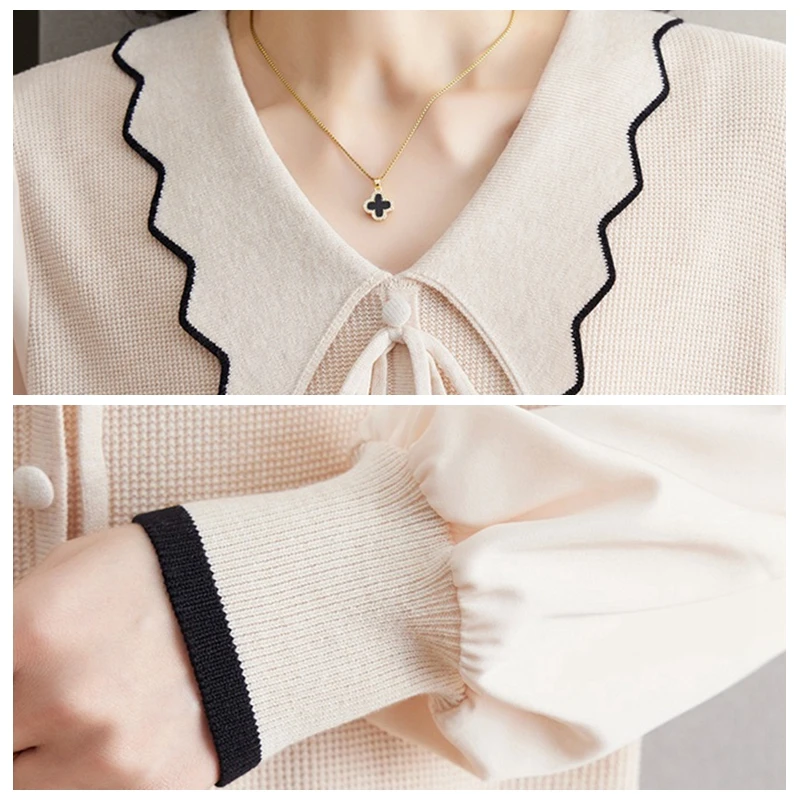 Осенне-зимний вязаный пуловер женский свитер свободный топ с длинными рукавами и