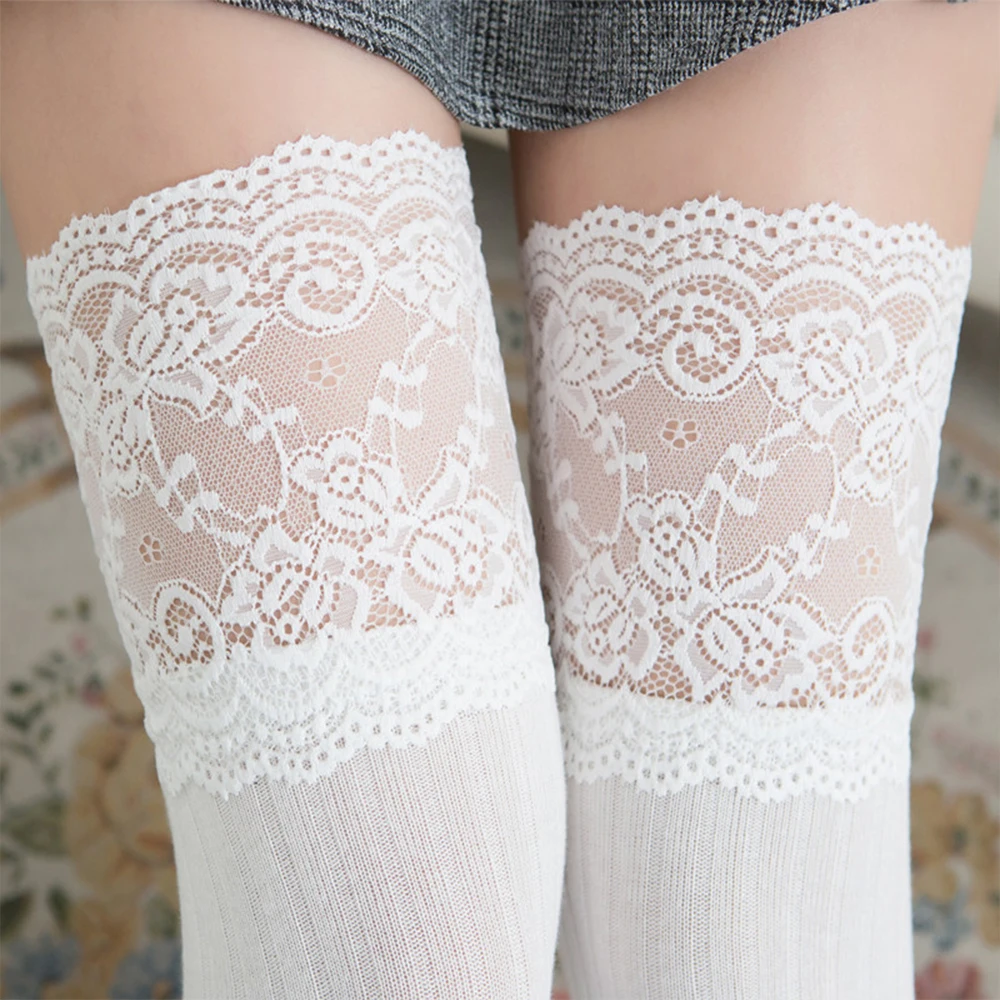 

Sexy Lace Knee-length Long Lace Cotton Stockings For Women Cute Jk Stretch Hipster Warm Knit Sockings Fashion Socks