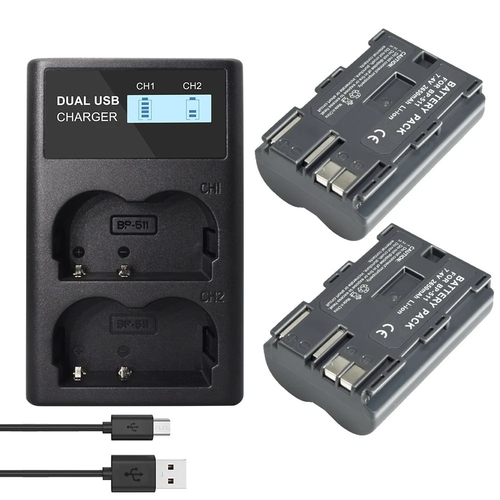 

BP511A Digital Battery Charger Set Applicable Canon EOS 10 / 50D 300D SLR Camera Battery