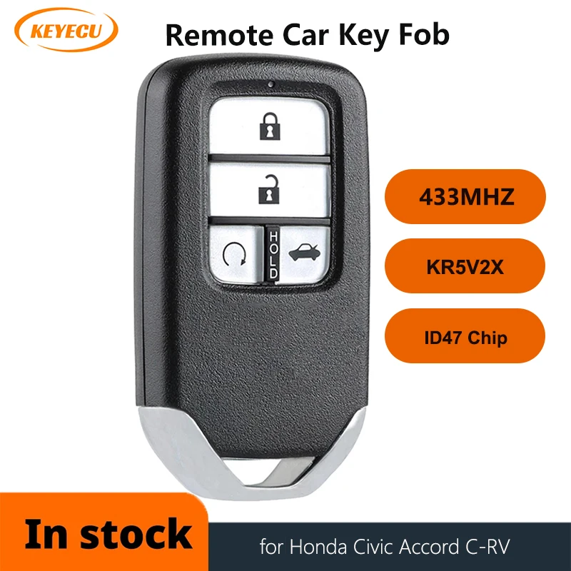 

KEYECU 1/3pcs For Honda Civic 2014 2015 2016 2017 FCC: KR5V2X 4 Buttons Smart Remote Car Key Fob 433Mhz ID47 Chip 72147-TEX-Z01