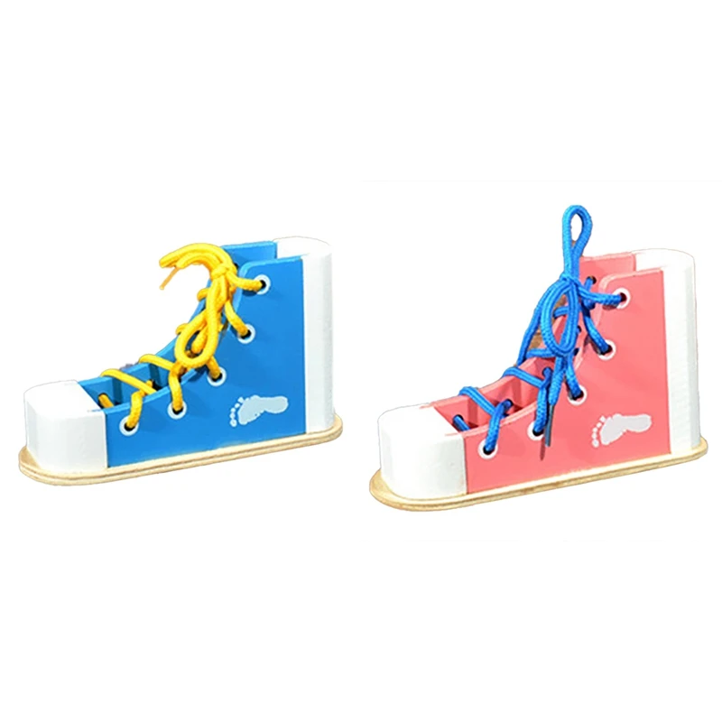

Tie Shoelaces Threading Kid Handicraft Educational Wooden Toy Wood for 3 4 6 10 Year Old Boy Girl