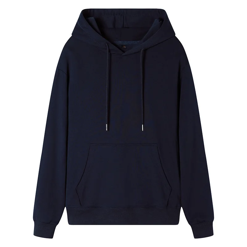 Pure cotton hooded sweater men and women's solid color loose lovers wear large casual sports jacket with plush