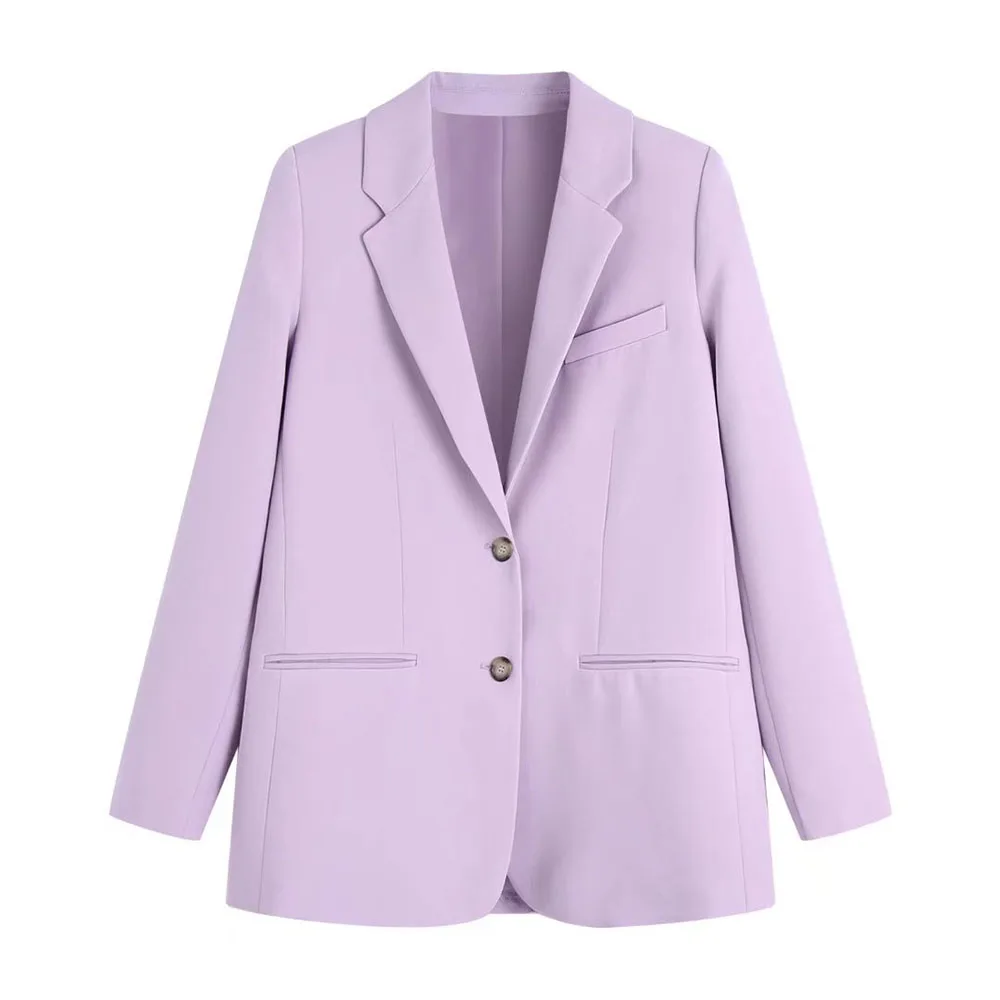 

URMASZA2022 women's spring and summer new fashion retro straight single-breasted pocket accessories suits for women