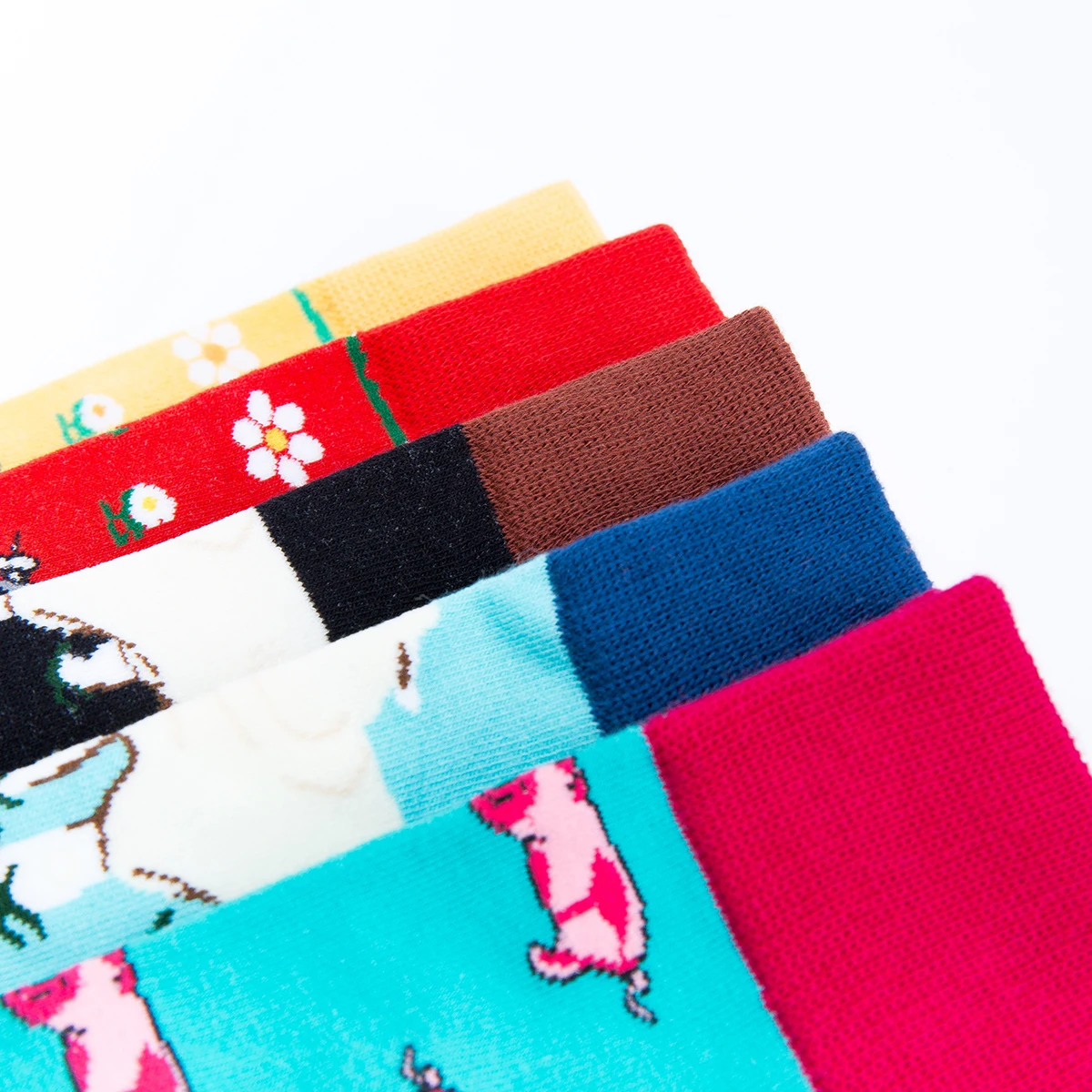 5 Pairs Autumn and Winter New Happy Farm Men Casual Cotton Socks Fashion Colorful Sheep Cows Piglets Women and Men Funny Socks