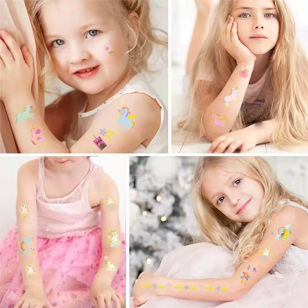 

1pcs Unicorn Tattoo for Kids Gold Glitter Temporary Tattoos for Children Girls Hand Arm Leg Body Fake Tattoos Tatuaze Dla Dzieci