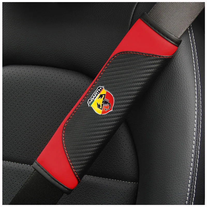 Фото 2 шт. накладки на ремни безопасности из углеродного волокна для Abarth 595 695 595C 695C 2012-2020 2021 2022 2023 2024 №1