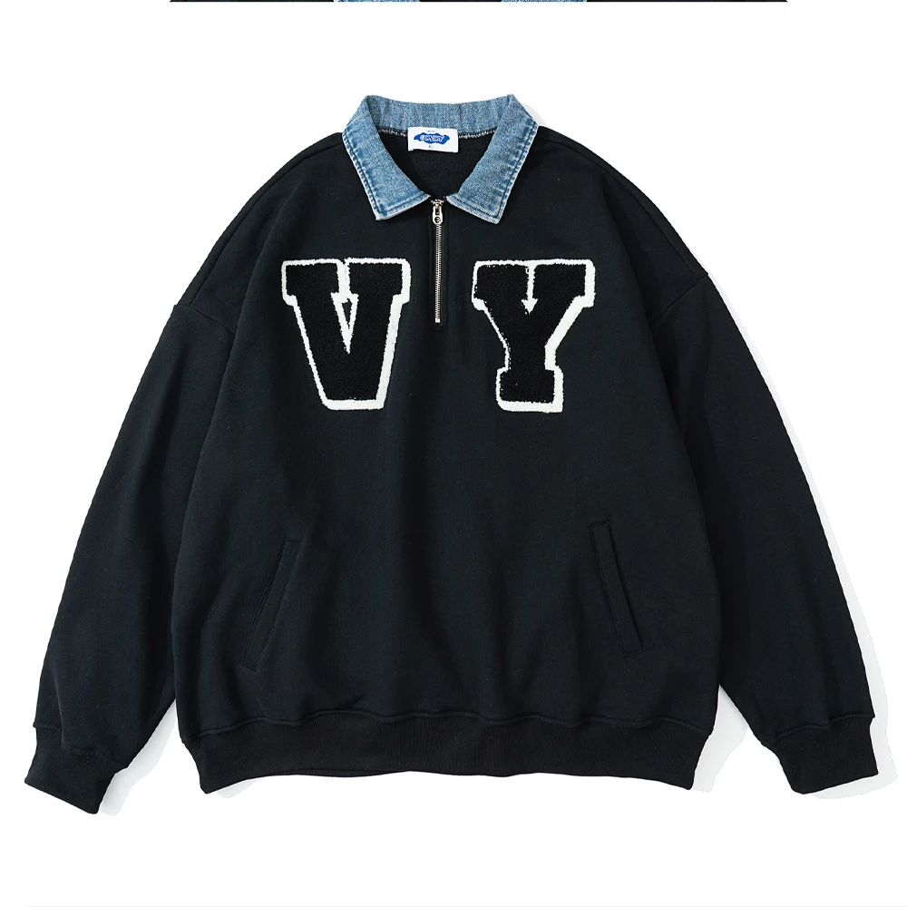 

Streetwear Hip Hop Pullover Harajuku Letter Turn Down Collar Hoodie Cotton Fleece Autumn Winter Loose Casual Oversized Hoodies
