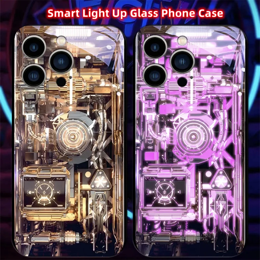 Чехол для iPhone с водяным охлаждением, звуковой активацией, LED-подсветкой и музыкальным управлением, светящийся, для моделей Air 17, 16, 15, 14, 13, 12, 11 Pro Max Plus (art.: 3920dc9ed02b8) - 3920dc9ed02b8