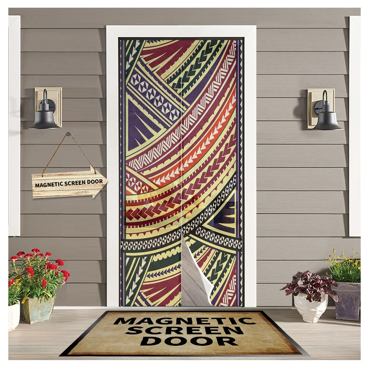 

Polynesian Texture Magnetic Door Curtain Mosquito Net Magnetic Curtain Fly Insect Screen Mesh Curtain