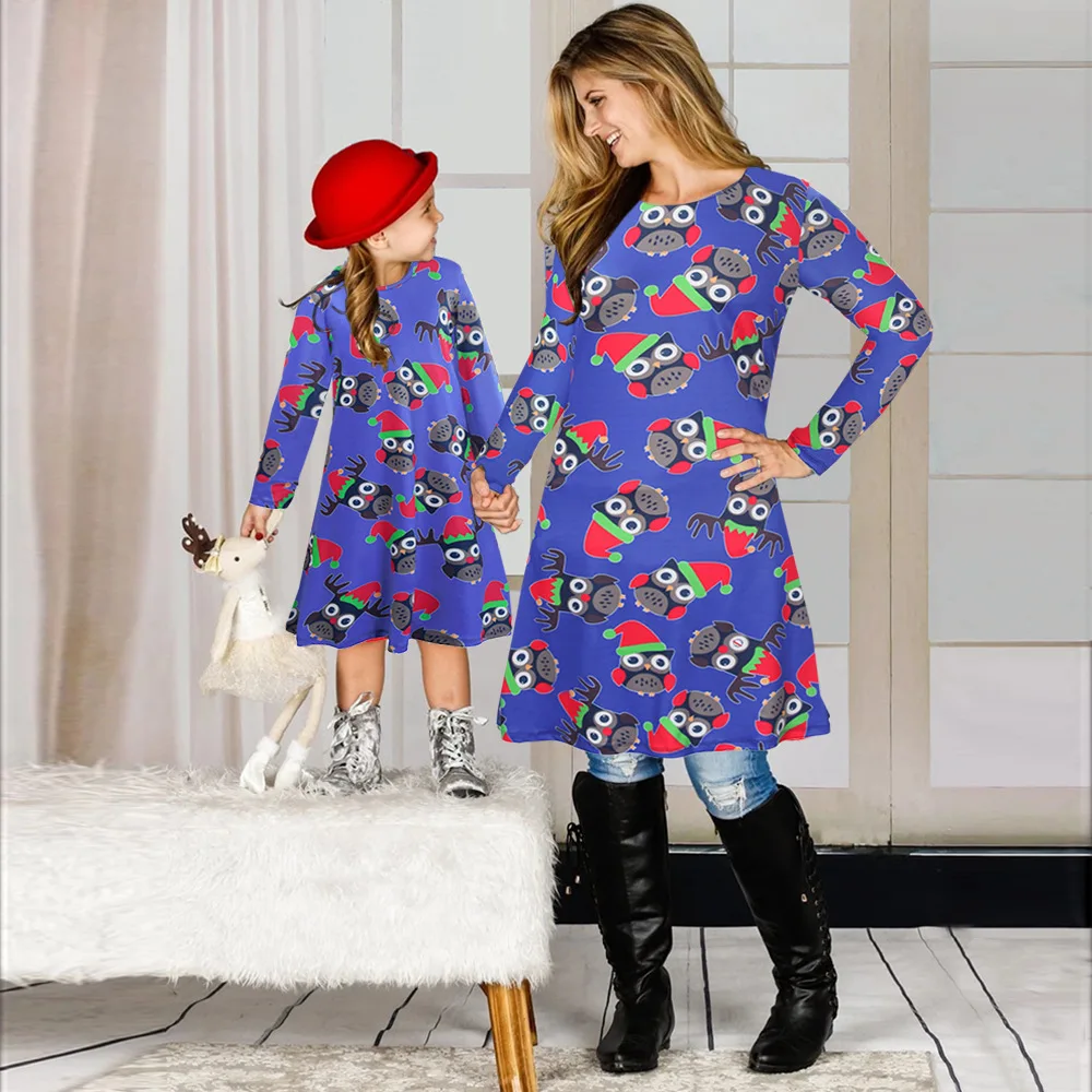 

Mother And Daugther Dress Family Matching Christmas Mom and Me Clothes Outfits Girls Women Dresses