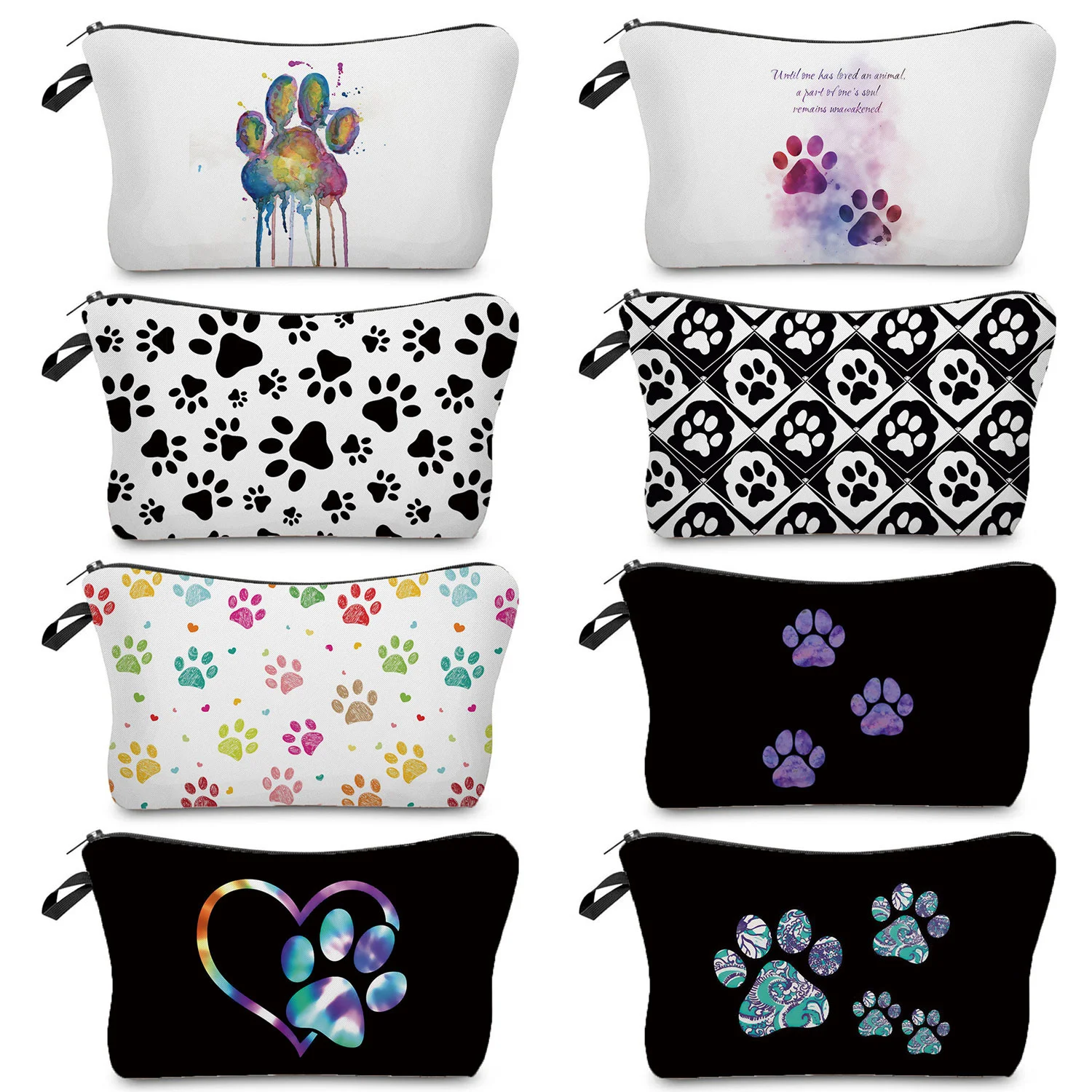 

Customizable Mini Casual Makeup Bag Dog Paws Print Cosmetic Bag Women Portable Make Up Organizer Bag Cartoon Kawaii Pencil Cases