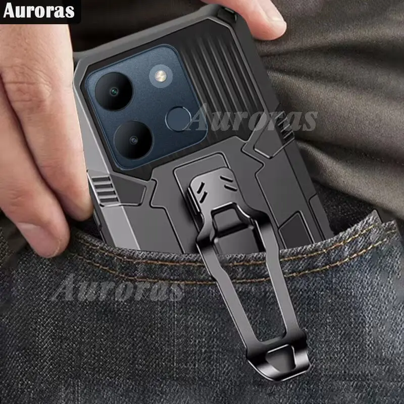 Чехол Auroras для Infinix Smart 7 механическая броня с держателем задний зажим твердый