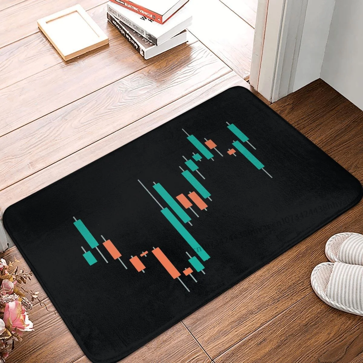 

Bitcoin Cryptocurrency Art Bathroom Non-Slip Carpet Stock Market Candlesticks Classic Bedroom Mat Doormat Floor Decoration Rug