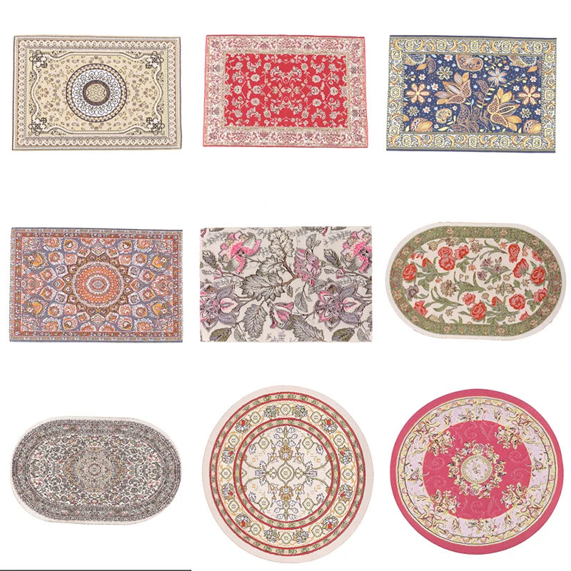 

1Pc 1:12 Dollhouse Miniature Floor Rug Cover Carpet Floor Mat Model Bedroom Living Room Decor Toy Doll House Accessories