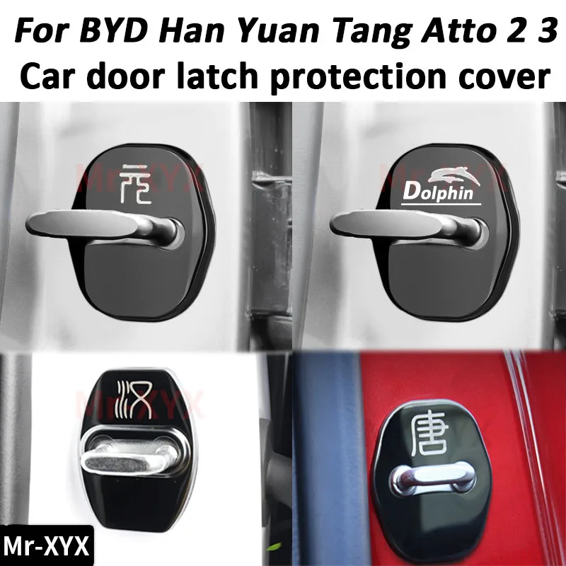 4PCS Car Door Lock Cover Protect Buckle Cover Latch Stop Anti Rust Car Accessories For BYD Han Tang Song EA1 Atto 3 Dolphin EV