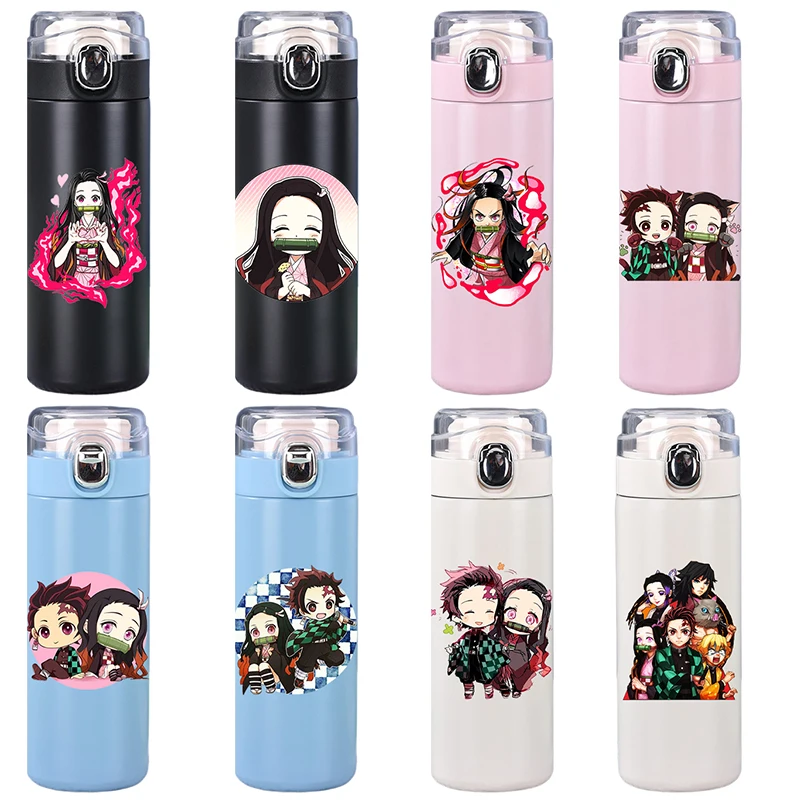 Аниме Demon Slayer с принтом 400 мл термос карманная чашка из нержавеющей стали для кофе