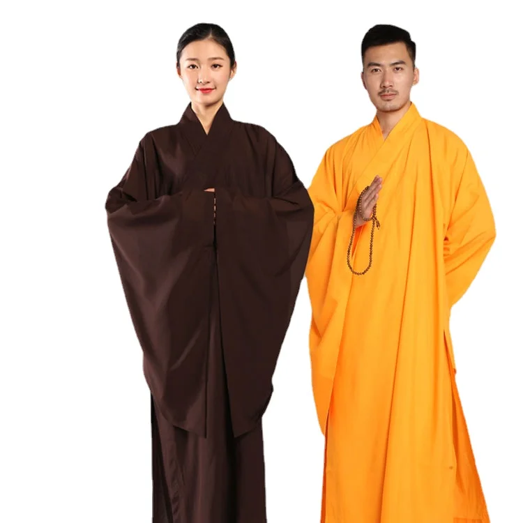 Русский перевод названия товара: Длинный халат для монахов из тайваньского льна с 4 цветами для одежды буддистской медитации Haiqing Kungfu для взрослых для исповеди.
