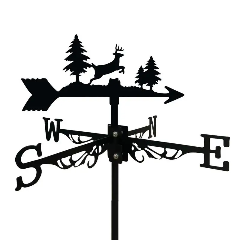 

Weather Vane Christmas Reindeer Black Metal Wind Direction Indicator Rooster Wind Vanes for Roof Farmhouse Garden home decor